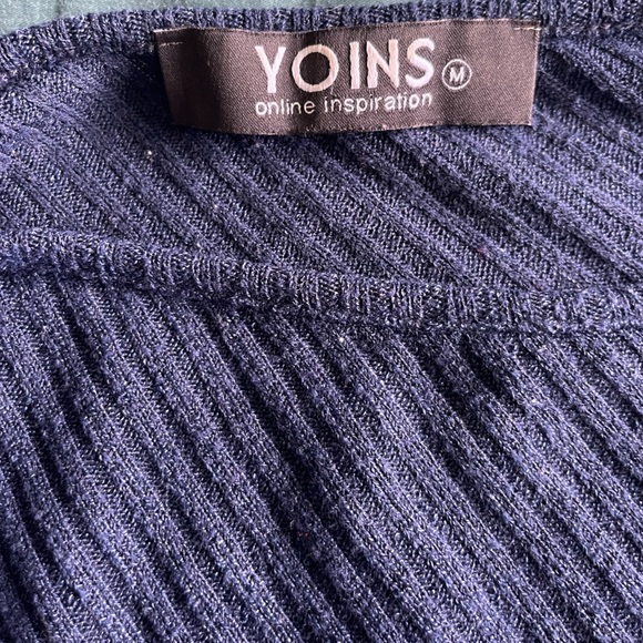 Navy Blue Knitted Tunic Over the shoulder women’s top - Picture 4 of 4